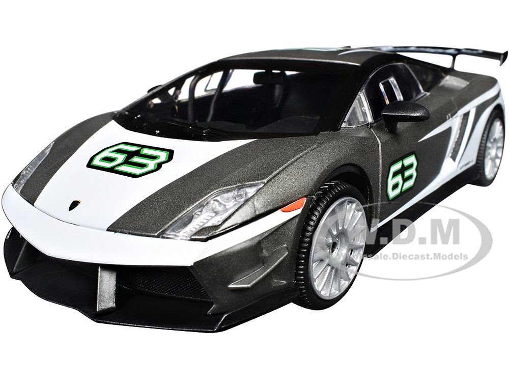 Lamborghini Gallardo LP 560-4 Super Trofeo #63 Gray Metallic and White "GT Racing" Series 1/24 Diecast Model Car by Motormax diecast model