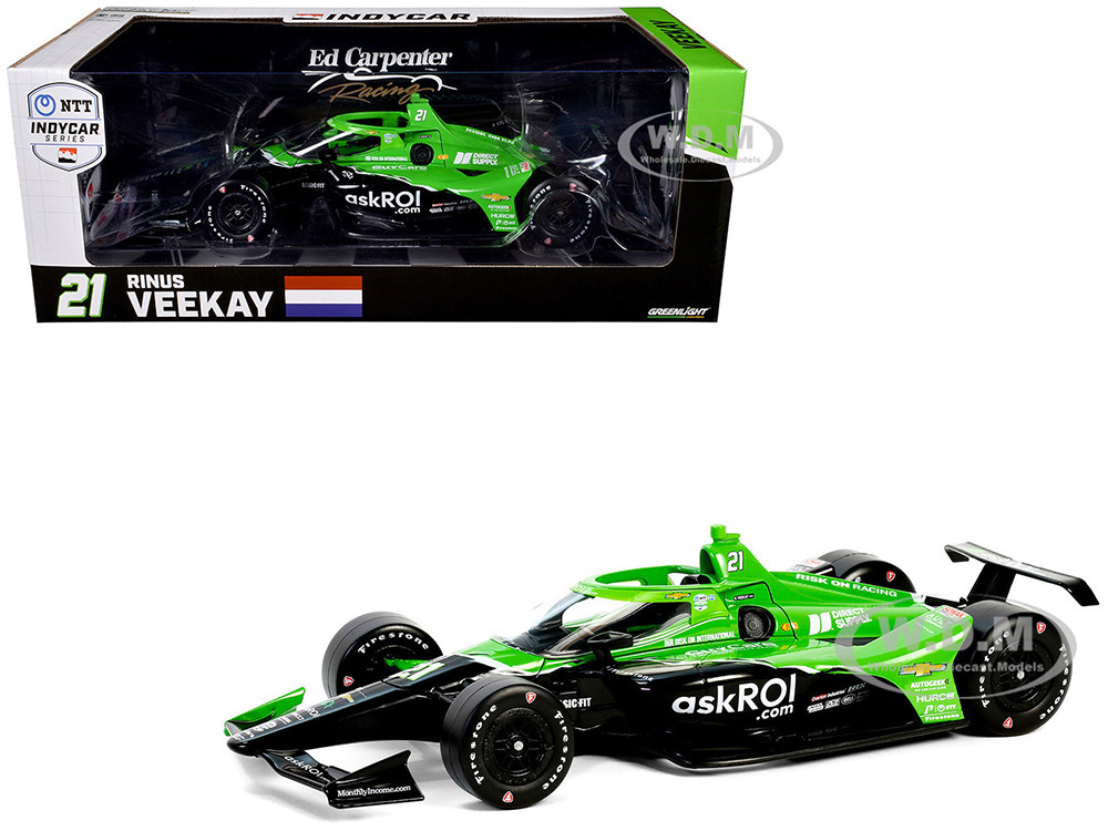 Dallara IndyCar #21 Rinus VeeKay "Risk On International" Ed Carpenter Racing "NTT IndyCar Series" (2024) 1/18 Diecast Model Car by Greenlight diecast model