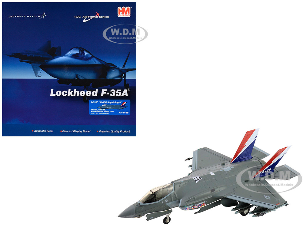 Lockheed Martin F-35A Lightning II Aircraft "22-5696, 1000th Lightning II, 176th FS, Wisconsin ANG" (2004) United States Air Force "Air Power Series" 1/72 Diecast Model by Hobby Master diecast model