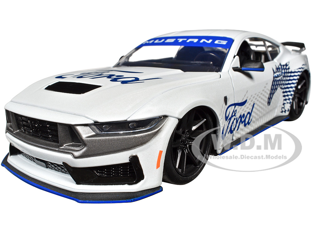 2024 Ford Mustang Dark Horse White with "Mustang Horse Graphics" "Bigtime Muscle" Series 1/24 Diecast Model Car by Jada diecast model