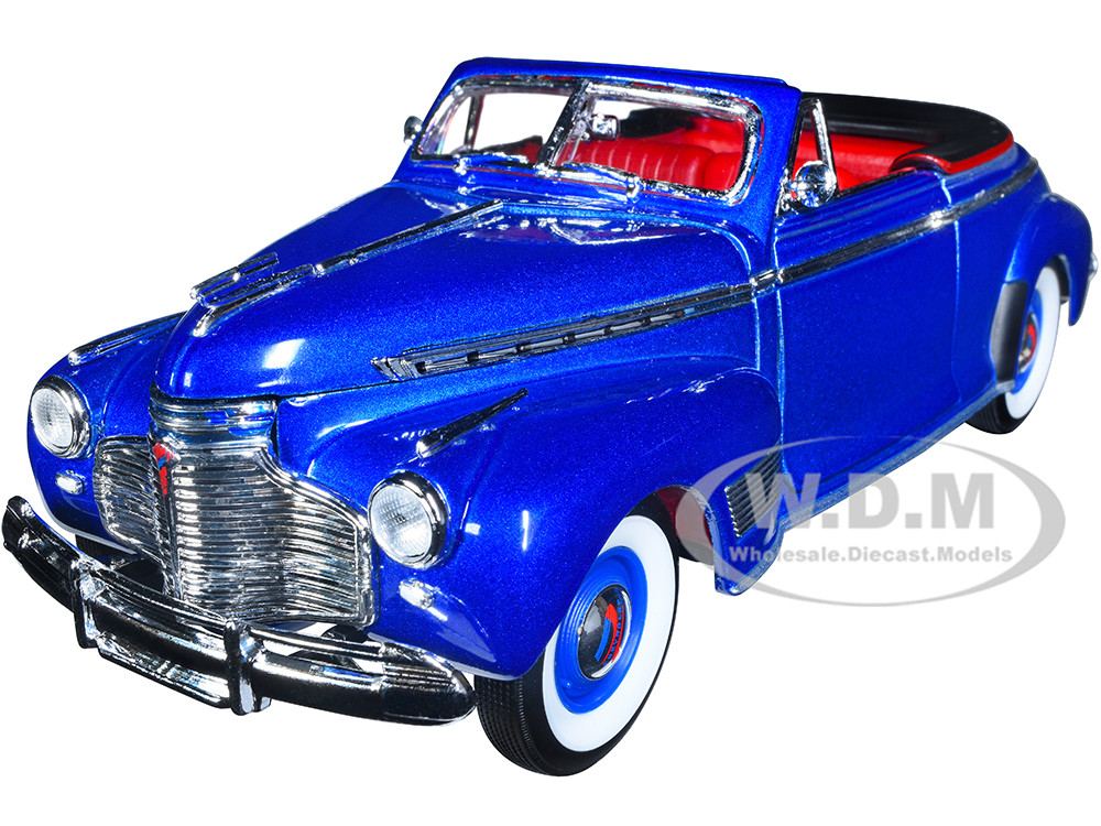 1941 Chevrolet Special Deluxe Convertible Blue Metallic with Red Interior "NEX Models" 1/24 Diecast Model Car by Welly diecast model