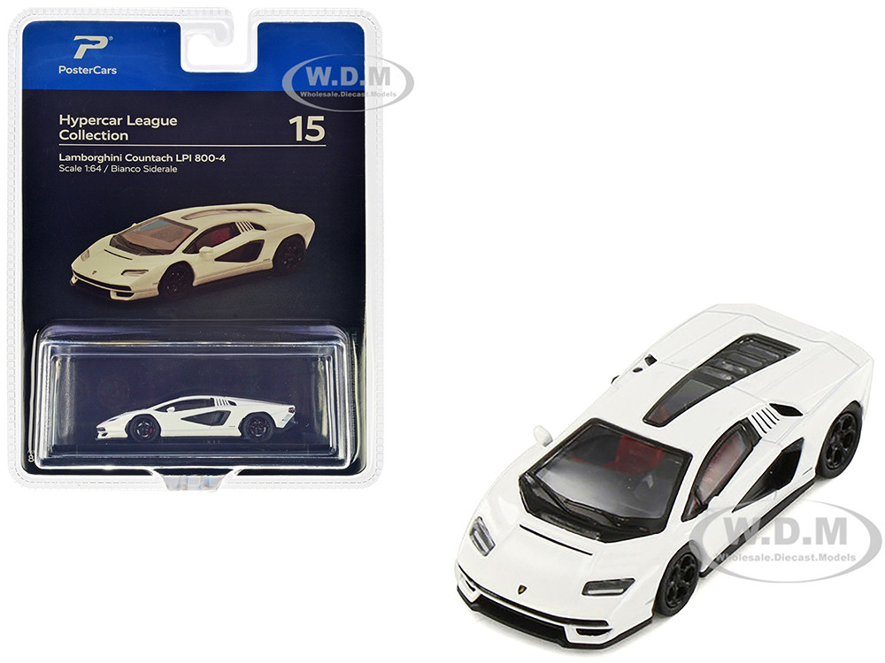 Lamborghini Countach LPI 800-4 Bianco Siderale White "Hypercar League Collection" 1/64 Diecast Model Car by PosterCars diecast model