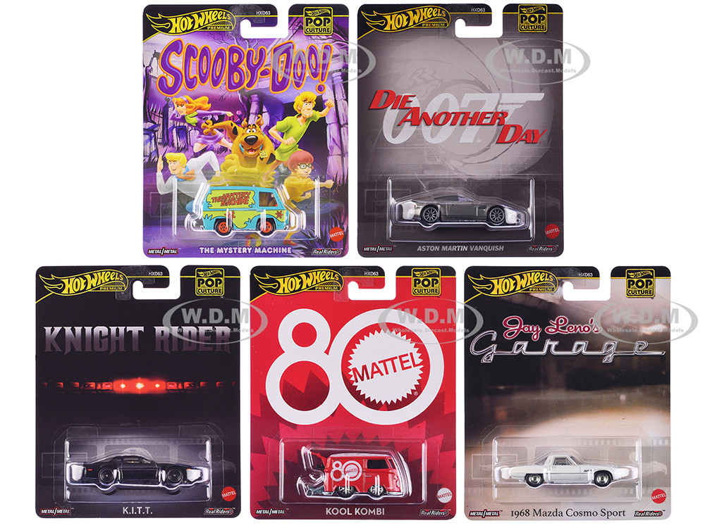 "Pop Culture 2024" 5 piece Set G "Premium Series" Diecast Model Cars by Hot Wheels diecast model