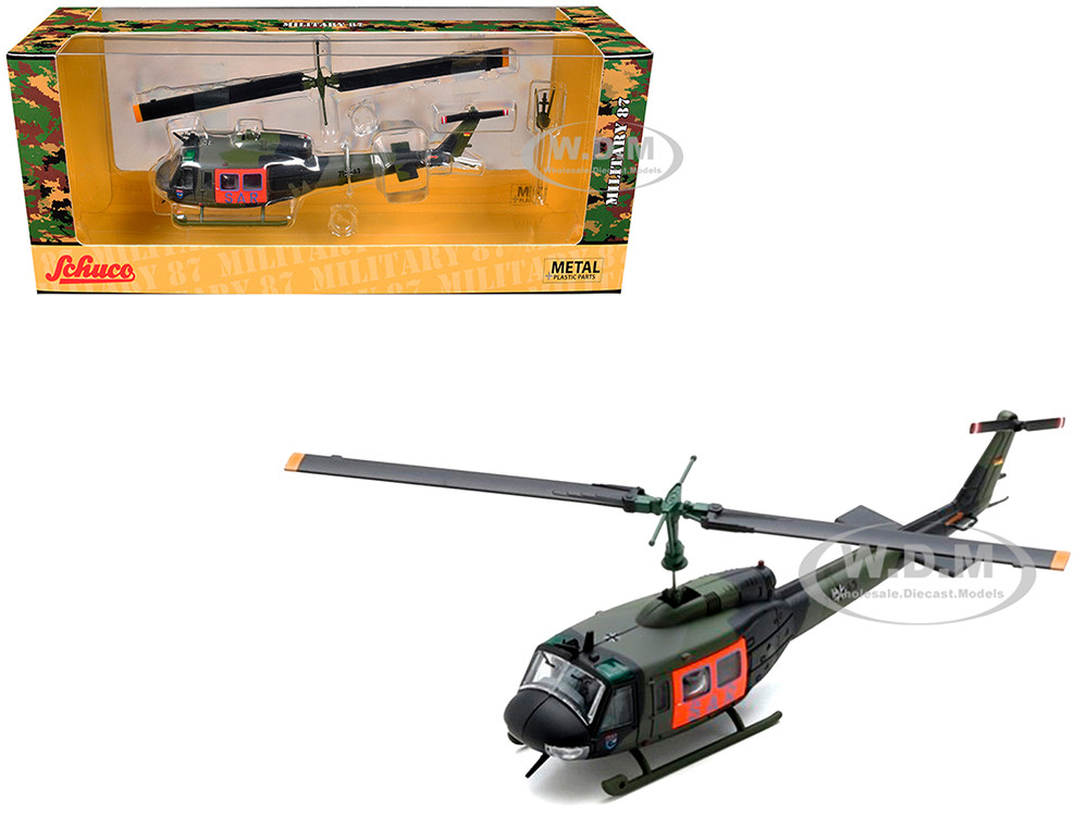 Bell UH 1D Helicopter "SAR - German Army" Green Camouflage 1/87 (HO) Diecast Model by Schuco diecast model