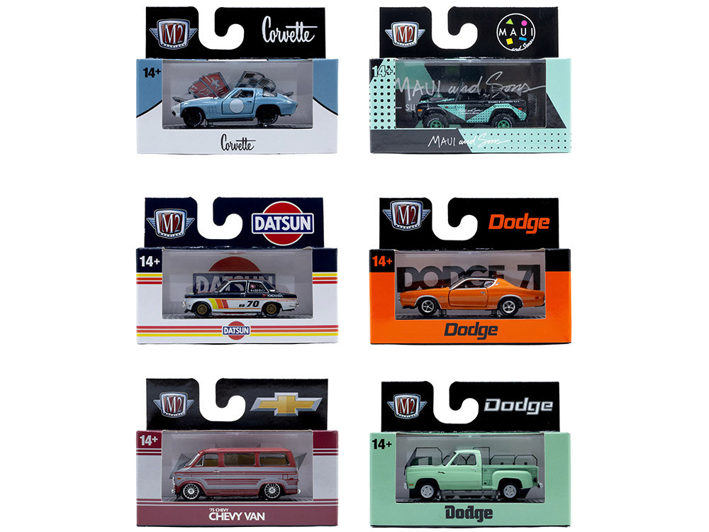 "Auto-Thentics" 6 piece Set Release 110 IN DISPLAY CASES Limited Edition 1/64 Diecast Model Cars by M2 Machines diecast model