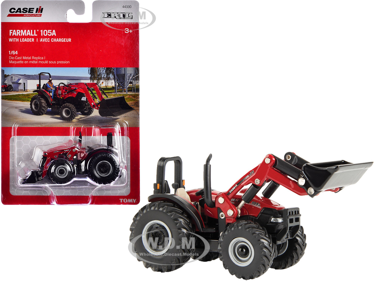 Case IH Farmall 105A Tractor with Loader Red "Case IH Agriculture" Series 1/64 Diecast Model by ERTL TOMY diecast model