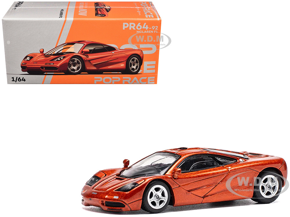 McLaren F1 Orange Metallic 1/64 Diecast Model Car by Pop Race diecast model
