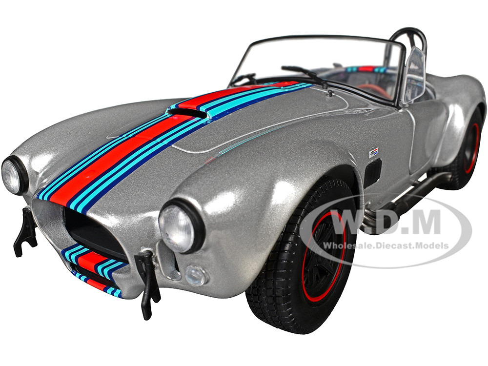 1965 Shelby Cobra 427 MKII "Solido Works M Racing Tribute" Gray Metallic with Stripes 1/18 Diecast Model Car by Solido diecast model