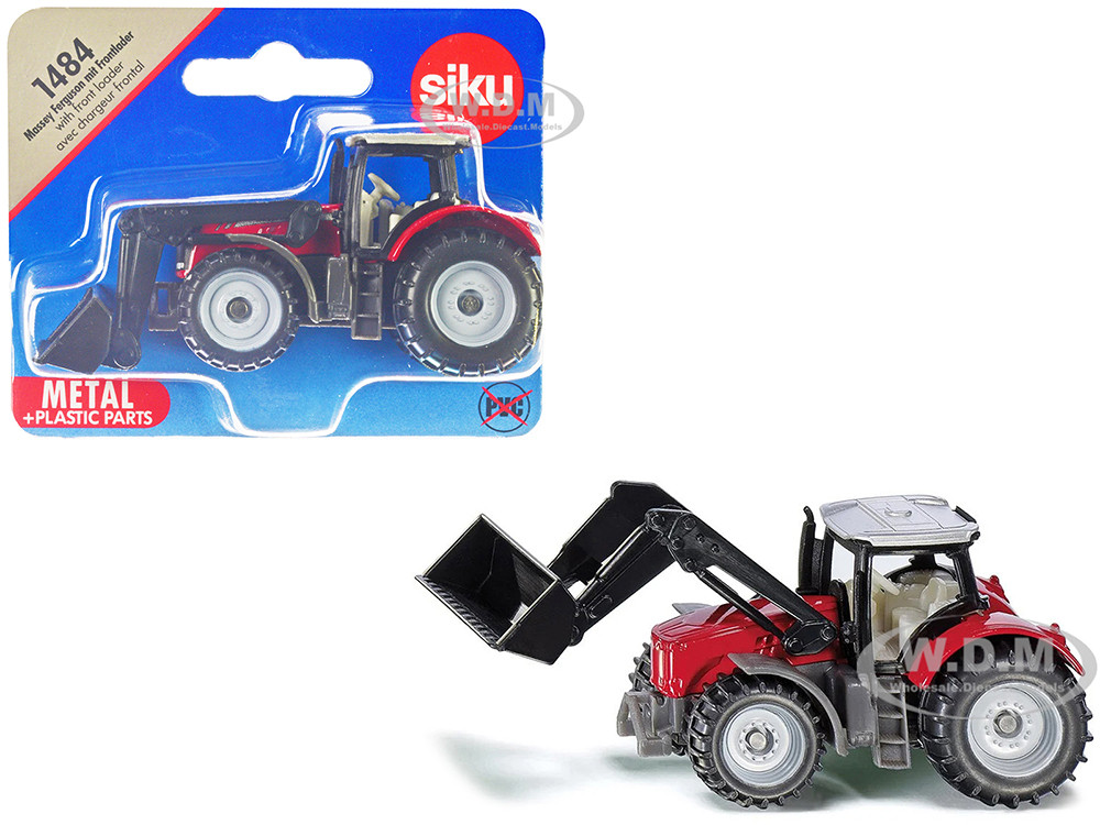 Massey Ferguson Tractor with Front Loader Red with Silver Top Diecast Model by Siku diecast model