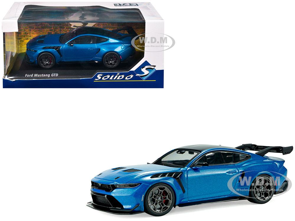 2025 Ford Mustang GTD Indulgent Blue Metallic with Black Top 1/43 Diecast Model Car by Solido diecast model
