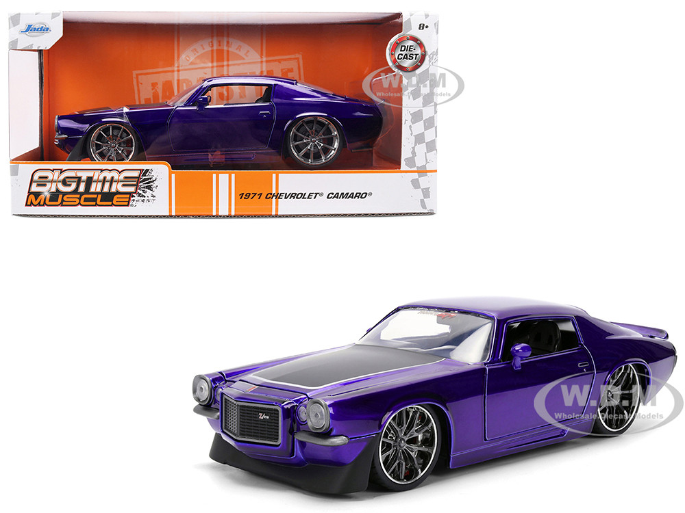 1971 Chevrolet Camaro Z/28 Purple Metallic with Black Hood "Bigtime Muscle" Series 1/24 Diecast Model Car by Jada diecast model