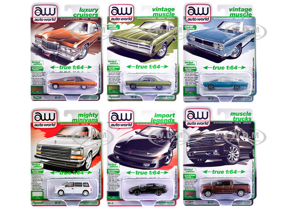 Auto World Premium 2026 Release 1 Set A of 6 pieces 1/64 Diecast Model Cars by Auto World diecast model