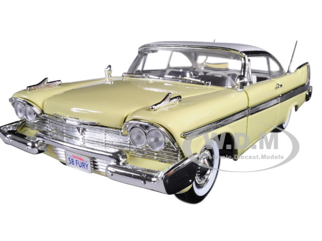 1958 Plymouth Fury "Timeless Classics" Yellow with White Top 1/18 Diecast Model Car by Motormax diecast model