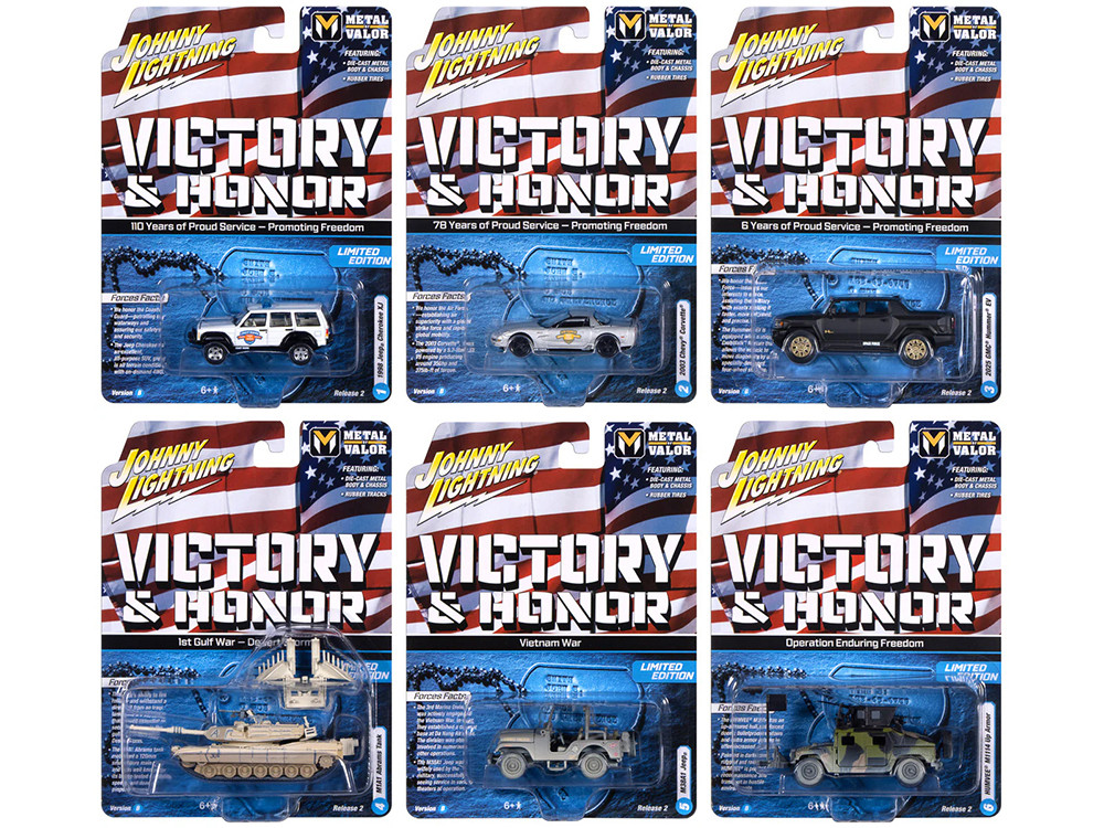 "Military" Set B of 6 pieces 2025 Release 2 Limited Edition Diecast Models by Johnny Lightning diecast model