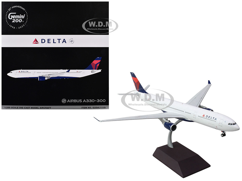 Airbus A330-300 Commercial Aircraft "Delta Air Lines" (N829NW) White with Blue and Red Tail "Gemini 200" Series 1/200 Diecast Model Airplane by GeminiJets diecast model