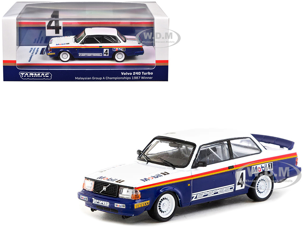 Volvo 240 Turbo #4 Per-Gunnar Andersson Winner "Malaysian Group A Championships" (1987) "Hobby64" Series 1/64 Diecast Model Car by Tarmac Works diecast model