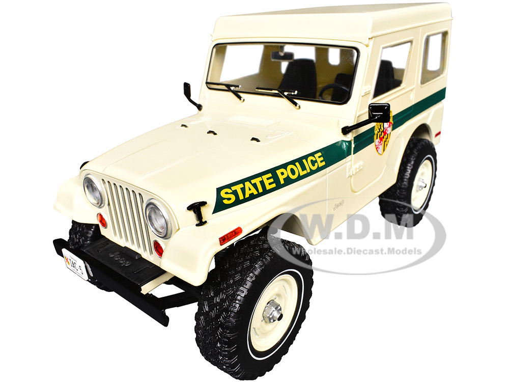 1983 Jeep CJ-5 Hardtop "Maryland State Police" Beige with Green Stripes "Artisan Collection" Series 1/18 Diecast Model Car by Greenlight diecast model