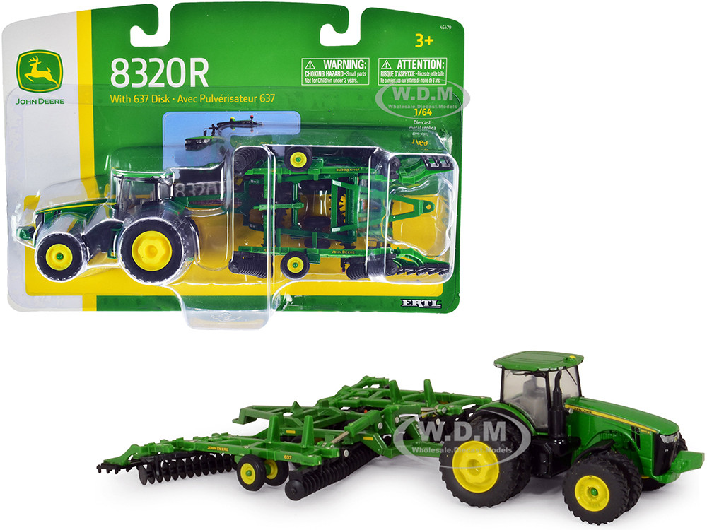 John Deere 8320R Tractor and John Deere 637 Disc Harrow with Folding Wings 1/64 Diecast Models by ERTL TOMY diecast model