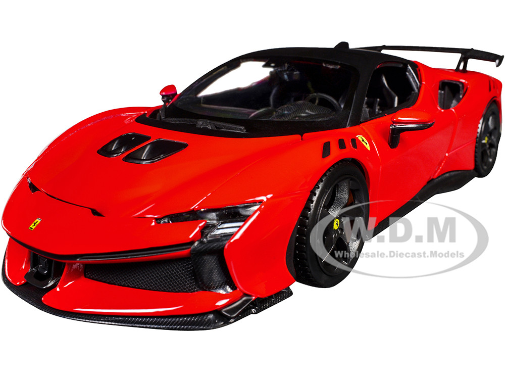 Ferrari SF90 XX Stradale Red with Black Top "Race and Play" Series 1/24 Diecast Model Car by Bburago diecast model