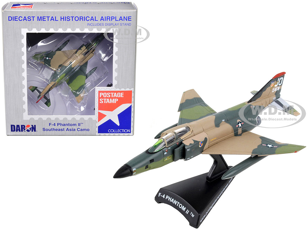 McDonnell Douglas F-4 Phantom II Fighter Aircraft "Southeast Asia Camouflage" United States Air Force 1/155 Diecast Model Airplane by Postage Stamp diecast model