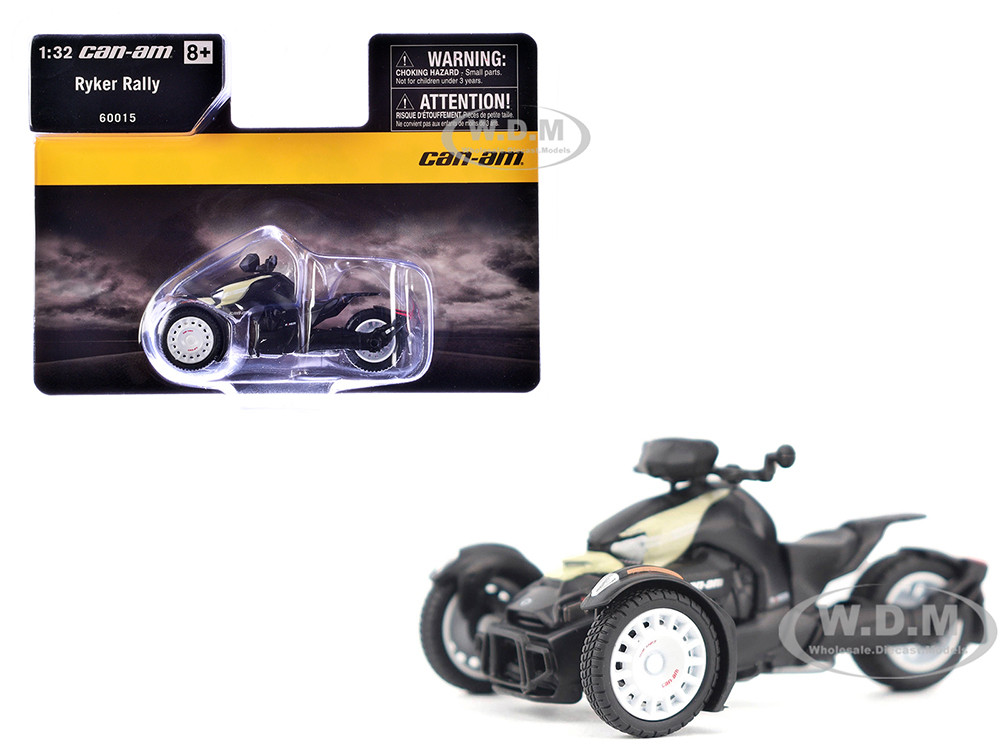 Can-Am Ryker Rally 3-Wheel Motorcycle Sand Storm and Black 1/32 Diecast Model by BRP Models diecast model