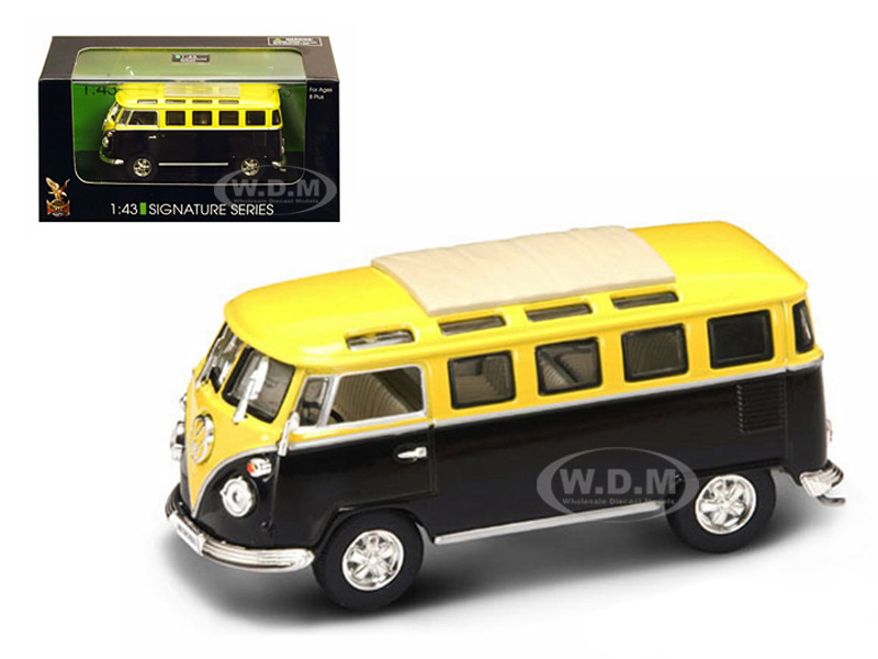 1962 Volkswagen Microbus Van Bus Yellow/Black 1/43 Diecast Car by Road Signature diecast model