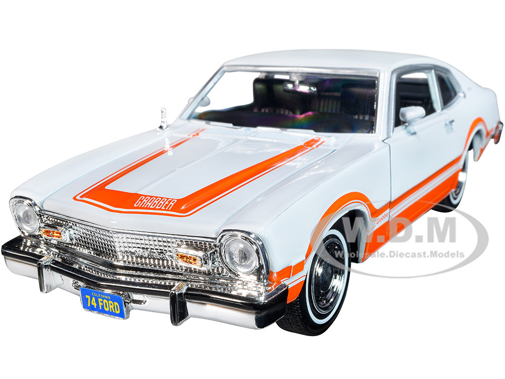 1974 Ford Maverick Grabber White with Orange Stripes "Forgotten Classics" Series 1/24 Diecast Model Car by Motormax diecast model