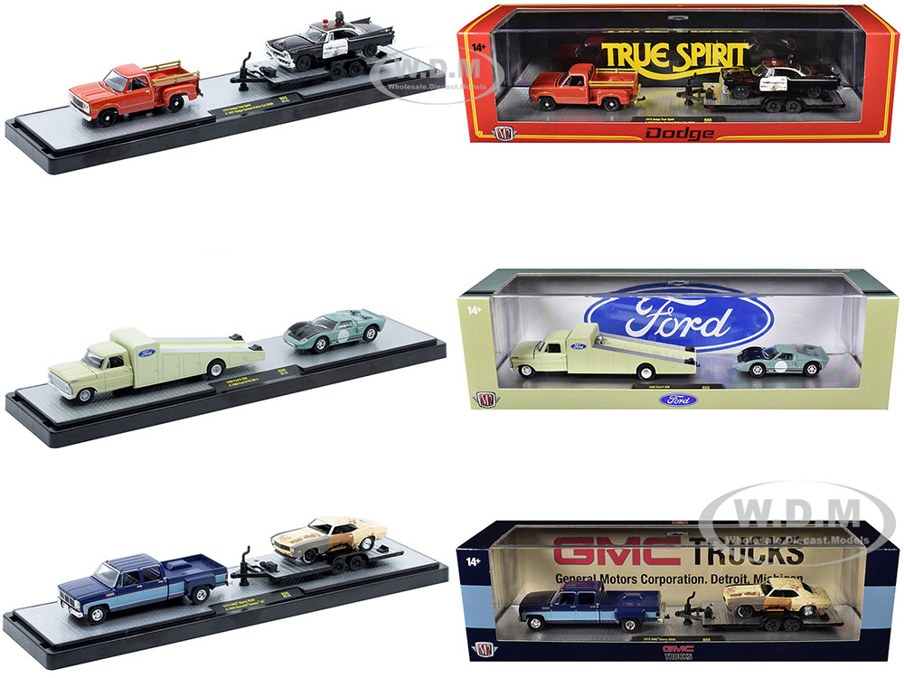 Auto Haulers Set of 3 Trucks Release 89 Limited Edition to 8000 pieces Worldwide 1/64 Diecast Models by M2 Machines diecast model