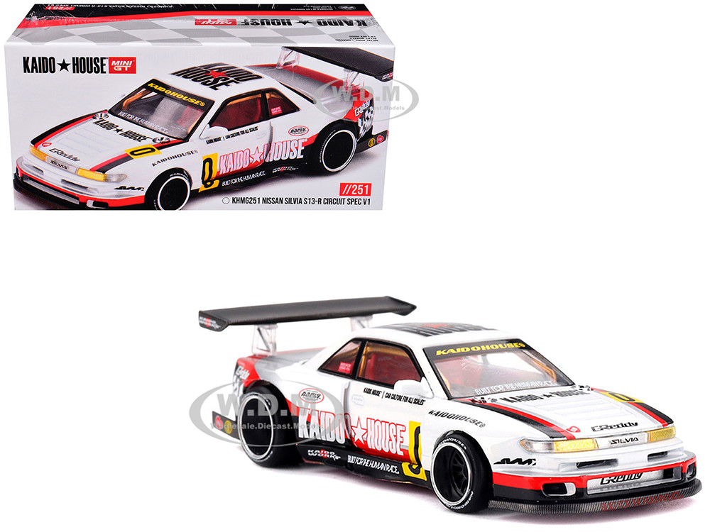 Nissan Silvia S13-R "Circuit Spec V1" RHD (Right Hand Drive) White with Graphics (Designed by Jun Imai) "Kaido House" Special 1/64 Diecast Model Car by Mini GT diecast model