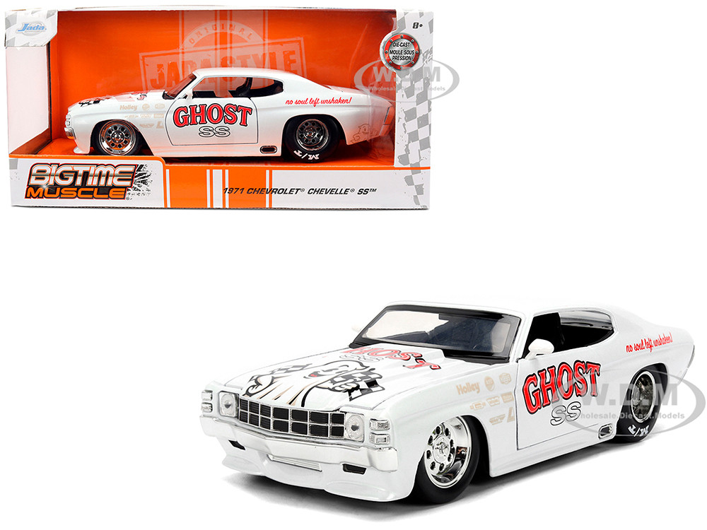 1971 Chevrolet Chevelle SS "Ghost SS" White with Graphics "Bigtime Muscle" Series 1/24 Diecast Model Car by Jada diecast model