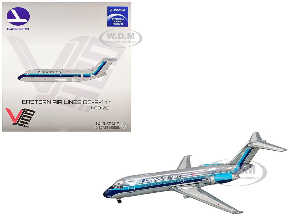 McDonnell Douglas DC-9-14 Commercial Aircraft "Eastern Air Lines" (N8910E) Silver with Blue Stripes 1/400 Diecast Model Airplane by V1:400 diecast model
