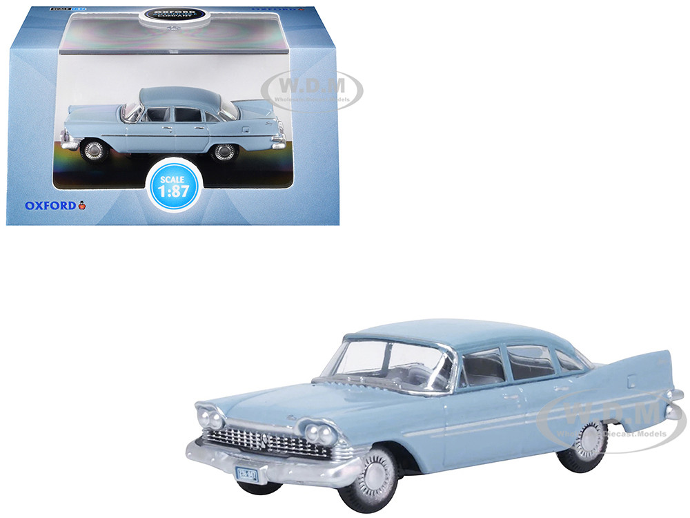 1959 Plymouth Savoy Sedan Powder Blue 1/87 (HO) Scale Diecast Model Car by Oxford Diecast diecast model