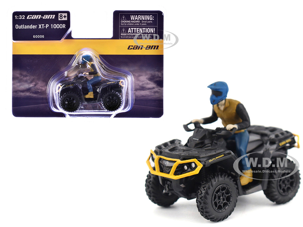 Can-Am Outlander XT-P 1000R ATV Iron Gray and Neo Yellow with Driver Figure 1/32 Diecast Model by BRP Models diecast model