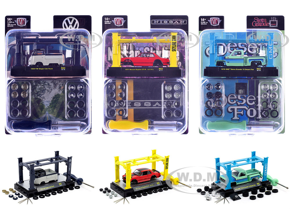 Model Kit 3 piece Car Set Release 82 Limited Edition to 8000 pieces Worldwide 1/64 Diecast Model Cars by M2 Machines diecast model