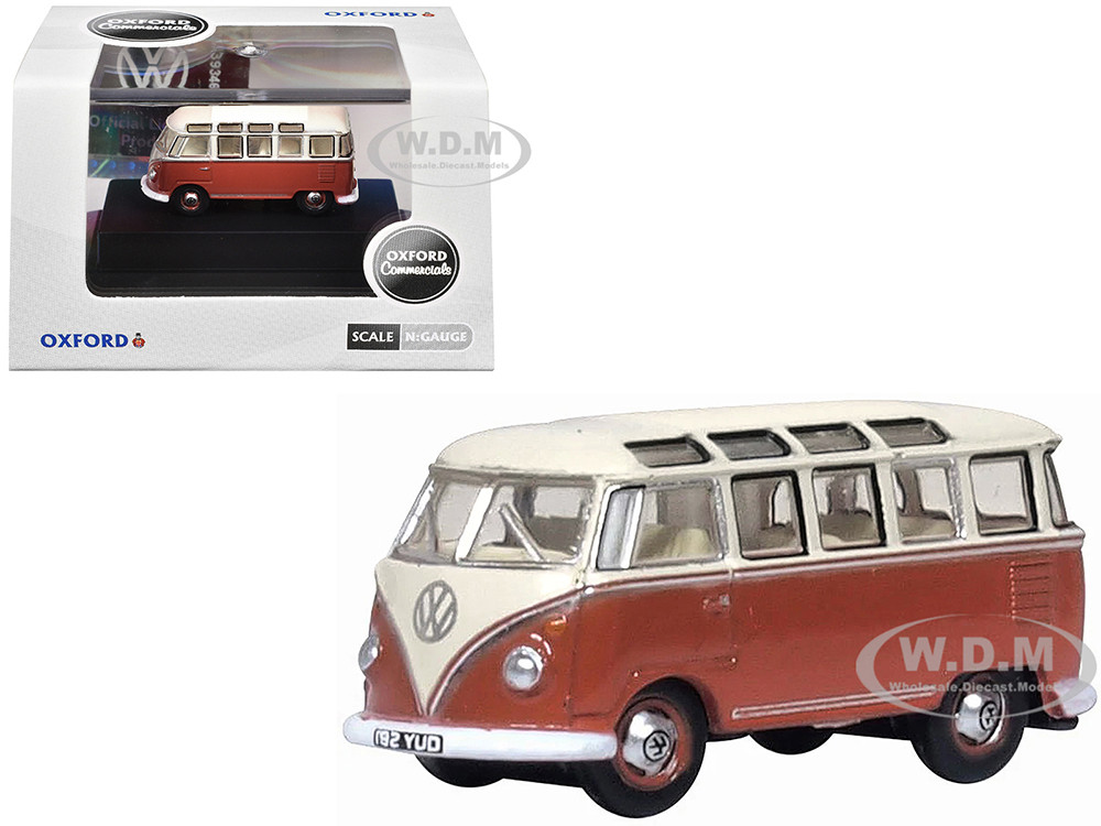 Volkswagen T1 Samba Bus Sealing Wax Red and Gray 1/148 (N) Scale Diecast Model Car by Oxford Diecast diecast model