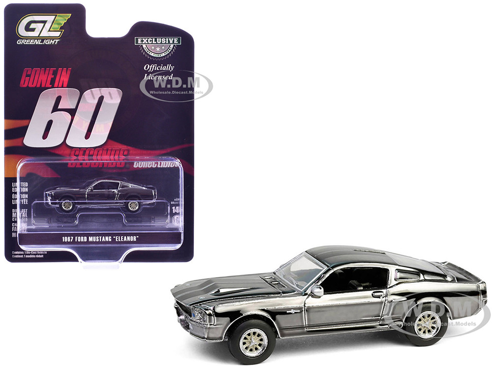 1967 Ford Mustang "Eleanor" Silver Chrome Edition "Gone in Sixty Seconds" (2000) Movie "Hobby Exclusive" Series 1/64 Diecast Model Car by Greenlight diecast model