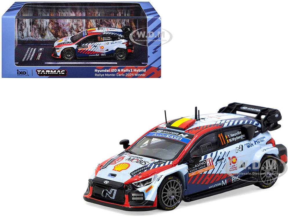 Hyundai i20 N Rally1 Hybrid #11 Thierry Neuville - Martijn Wydaeghe Winner "Rallye Monte-Carlo" (2024) "Hobby64" Series 1/64 Diecast Model by Tarmac Works diecast model