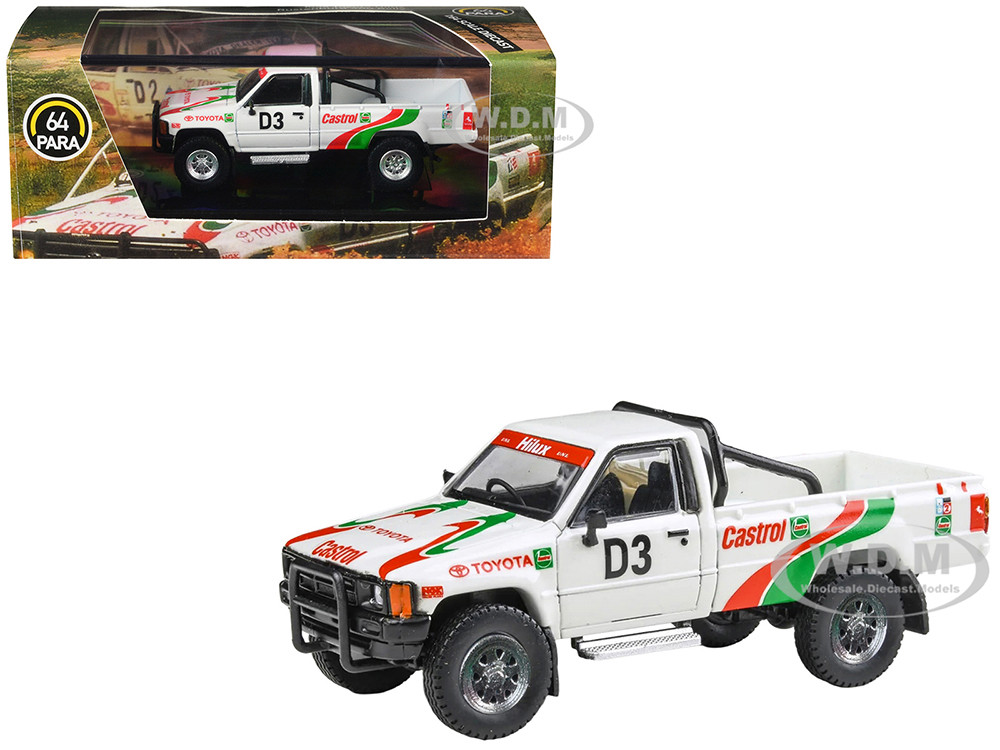 Toyota Hilux Pickup Truck #D3 "Castrol" White with Graphics "Rustenburg 400 Rally" (1995) 1/64 Diecast Model Car by Paragon Models diecast model