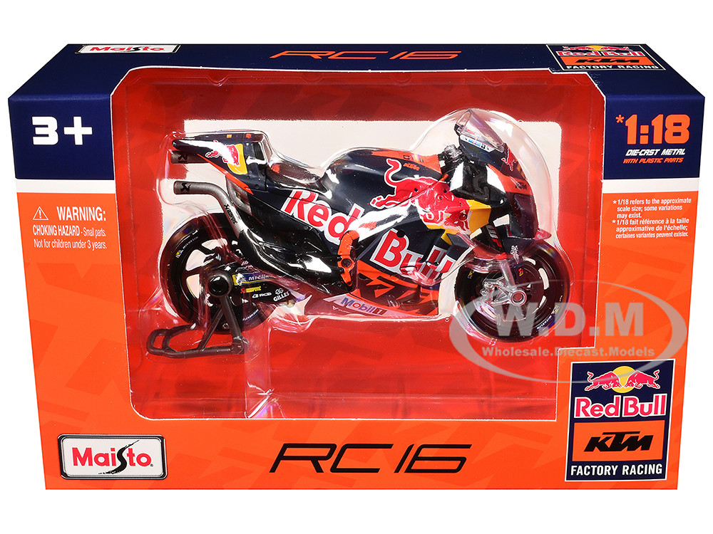 KTM RC16 Motorcycle #33 Brad Binder MotoGP "Red Bull KTM Factory Racing" 1/18 Diecast Model by Maisto diecast model