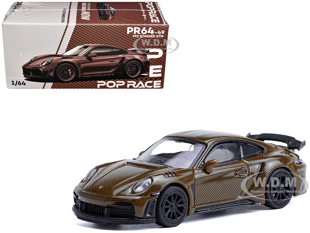 992 Stinger GTR Brown Carbon 1/64 Diecast Model Car by Pop Race diecast model