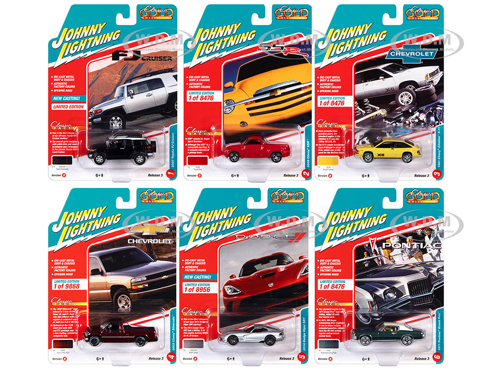 "Classic Gold Collection" 2022 Set B of 6 Cars Release 3 1/64 Diecast Model Cars by Johnny Lightning diecast model