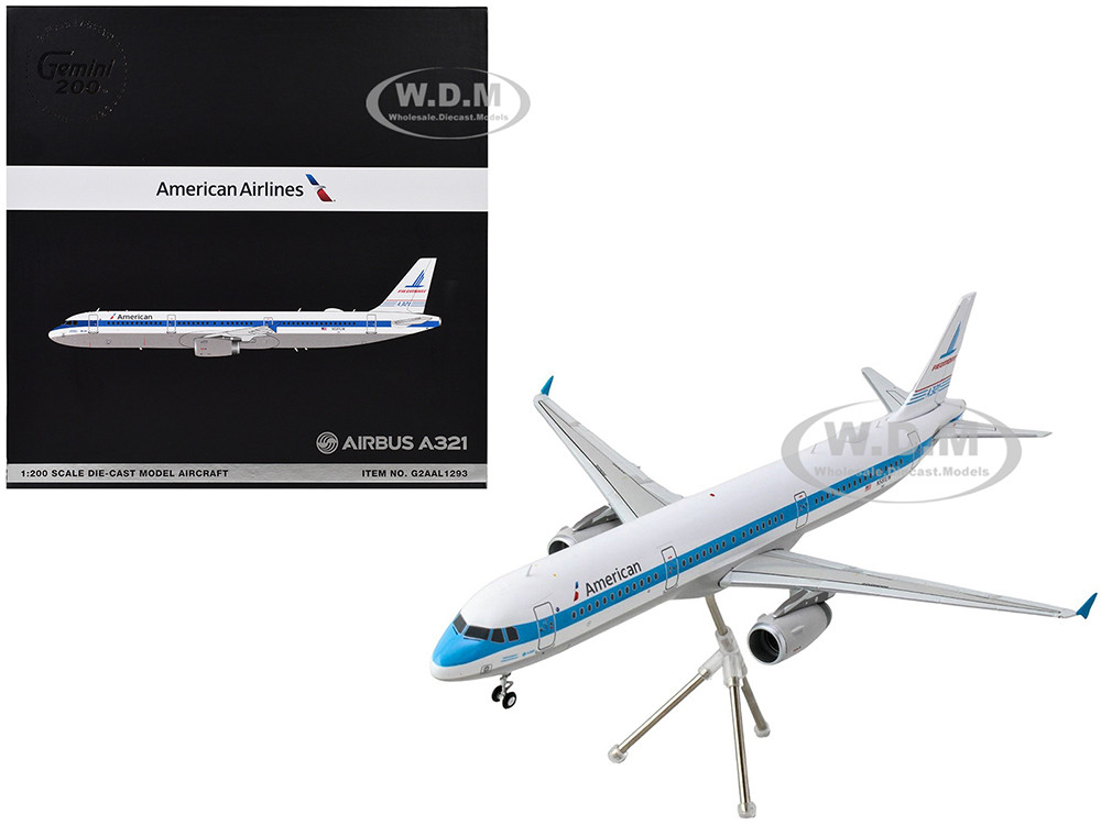 Airbus A321 Commercial Aircraft "American Airlines - Piedmont" (N581UW) White with Blue Stripes "Gemini 200" Series 1/200 Diecast Model Airplane by GeminiJets diecast model