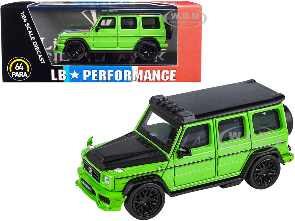 Mercedes-AMG G 63 LBWK Alien Green and Matt Black "LB Performance" 1/64 Diecast Model Car by Paragon Models diecast model