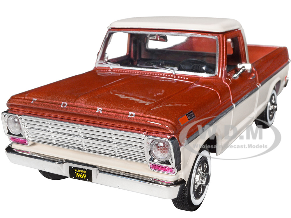 1969 Ford F-100 Pickup Truck Brown Metallic and Cream "Timeless Legends" 1/24 Diecast Model Car by Motormax diecast model