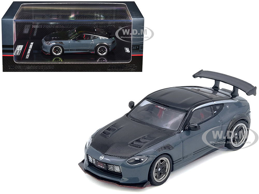 Nissan Fairlady Z "Top Secret" (RZ34) RHD (Right Hand Drive) Stealth Gray with Carbon Hood and Black Top 1/64 Diecast Model Car by Inno Models diecast model