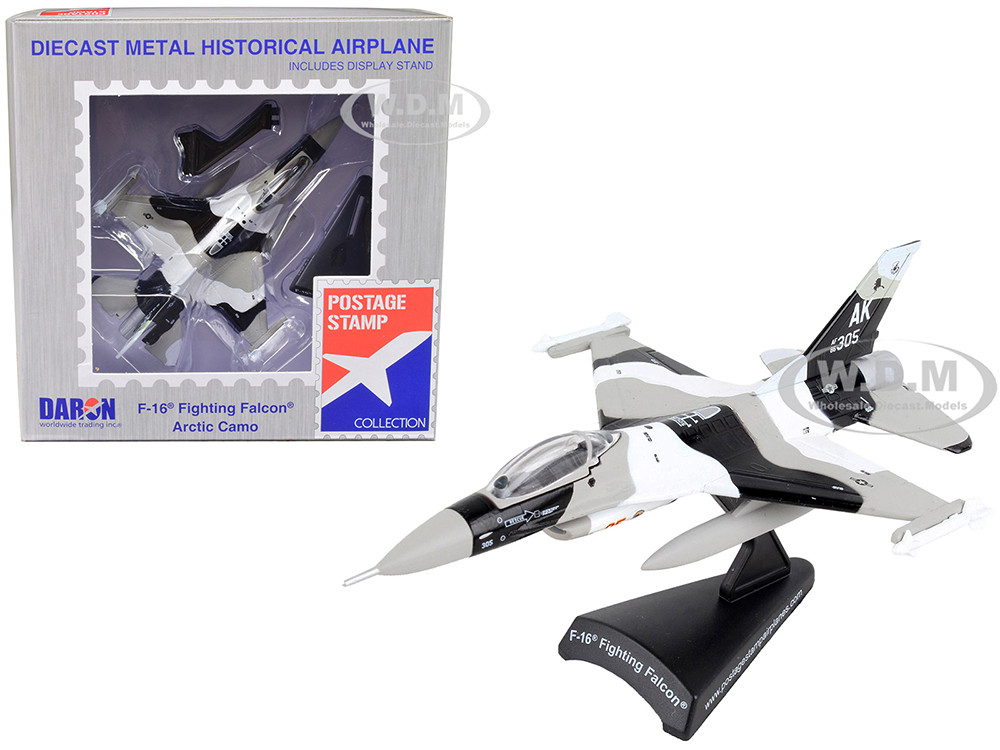General Dynamics F-16 Fighting Falcon Fighter Aircraft Arctic Camouflage "United States Air Force" 1/126 Diecast Model Airplane by Postage Stamp diecast model