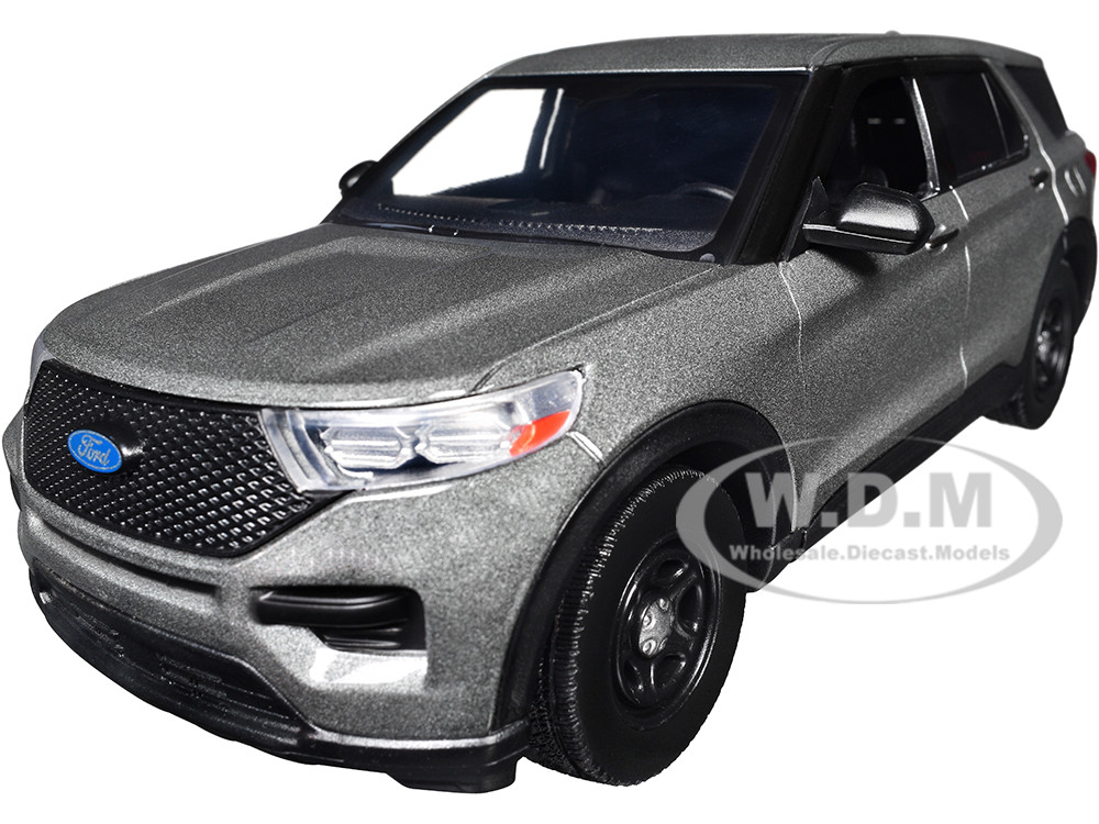 2022 Ford Police Interceptor Utility Unmarked Gray Metallic "Builder's Kit" "Law Enforcement and Public Service" Series 1/24 Diecast Model Car by Motormax diecast model