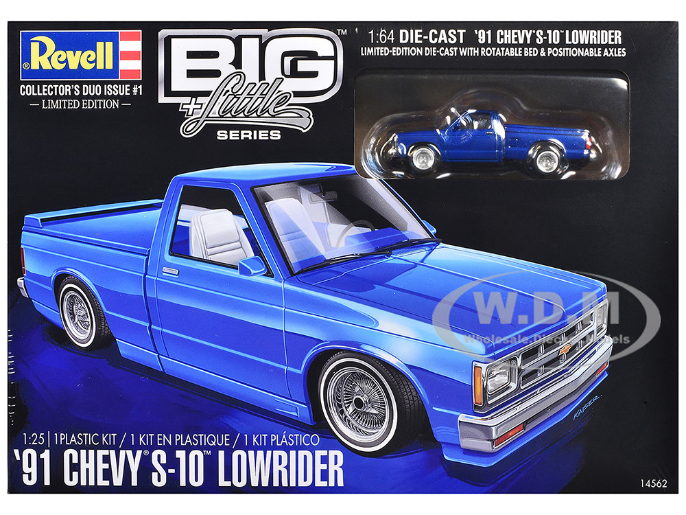 Level 4 Model Kit 1991 Chevrolet S-10 Lowrider Pickup Truck with 1/64 Diecast Version Included "Big + Little Series" 1/25 Scale Model by Revell diecast model