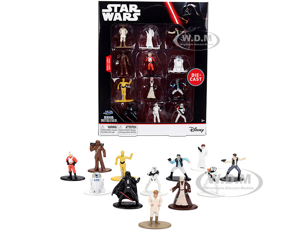 Set of 12 Diecast Figures "Star Wars" Movie Franchise "Nano Metalfigs" Series Diecast Models by Jada diecast model