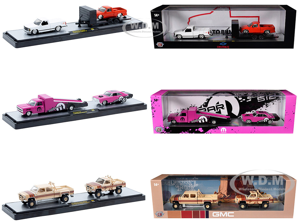 Auto Haulers Set of 3 Trucks Release 95 Limited Edition to 6000 pieces Worldwide 1/64 Diecast Models by M2 Machines diecast model